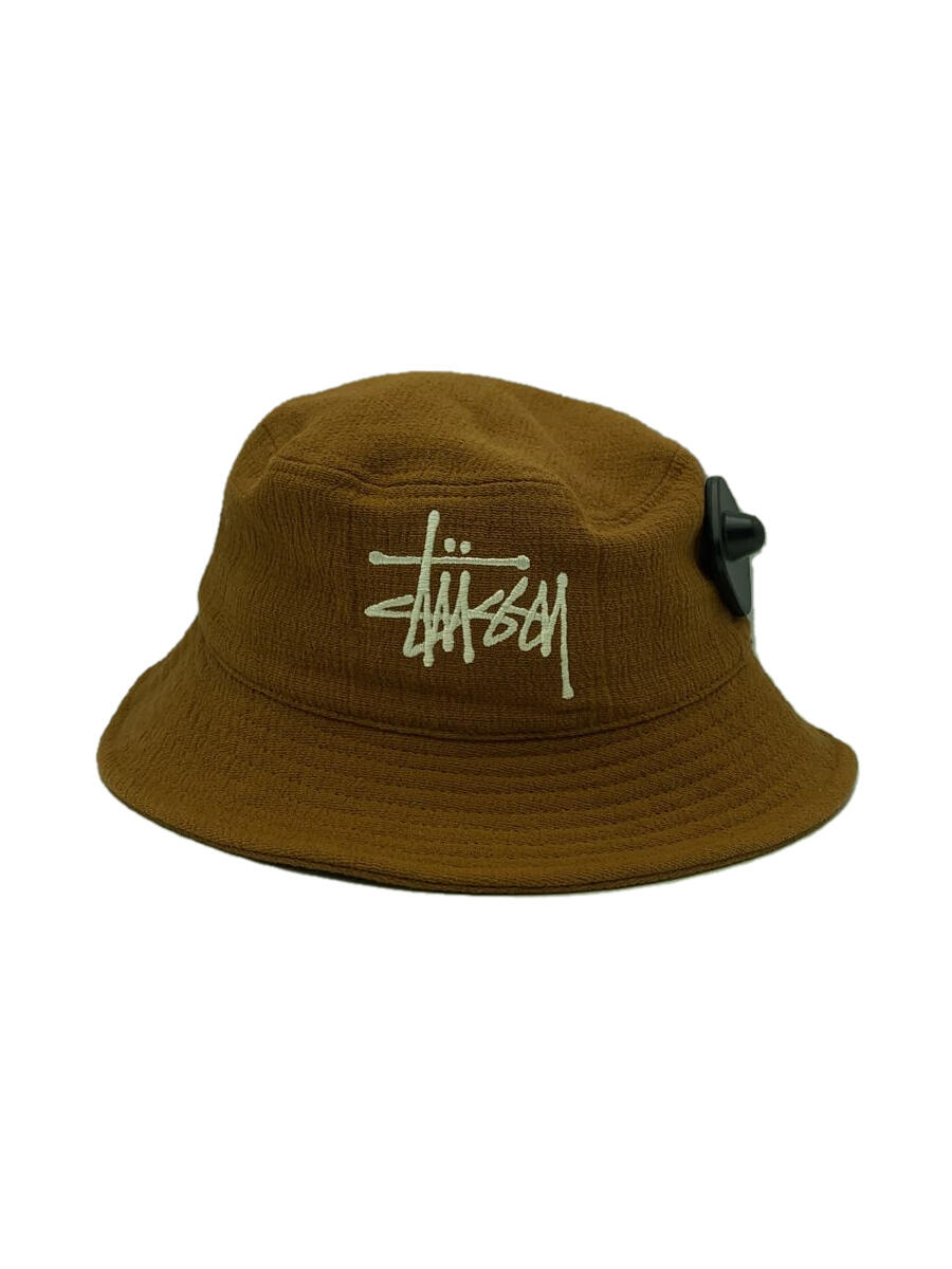 【中古】STUSSY◆Gauze Cotton Big Logo Bucket Hat/ブラウン/メンズ/1321041//【服飾雑貨他】