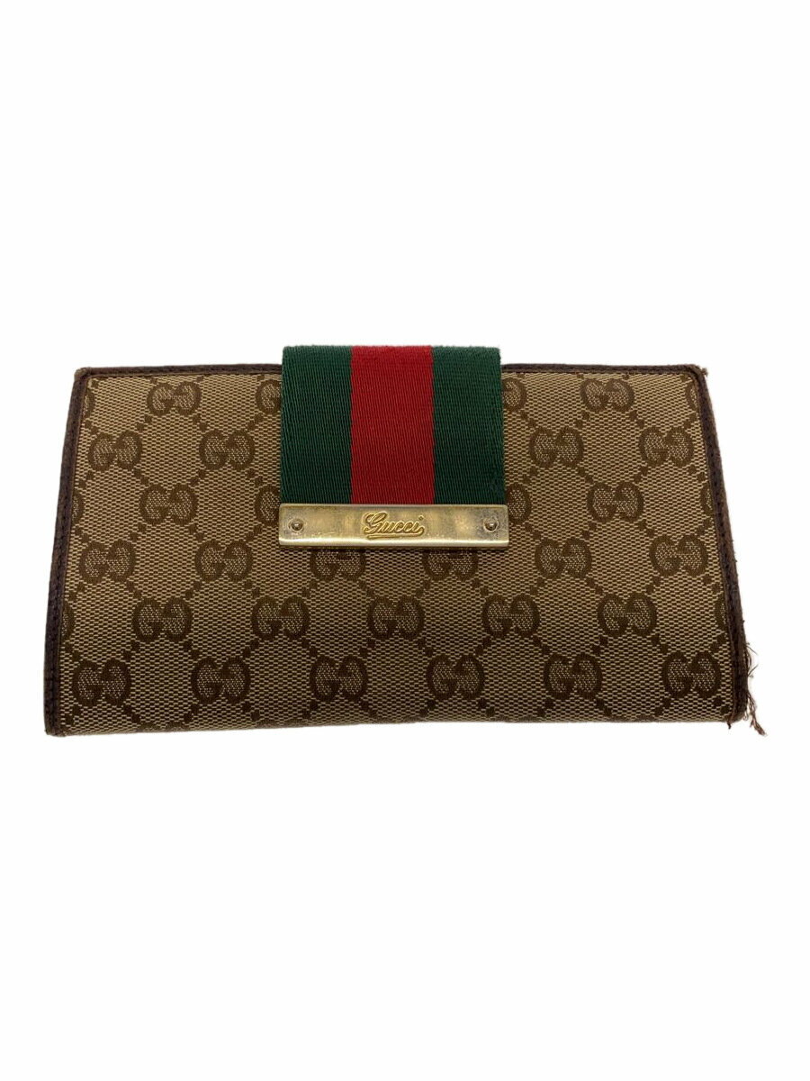 【中古】GUCCI◆長財布_シェリー/--/BRW/レディース【服飾雑貨他】