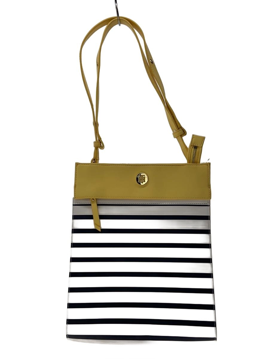 【中古】TOMMY HILFIGER◆トートバッグ/--/YLW/ボーダー/合皮擦れ・傷・はがれ有【バッグ】