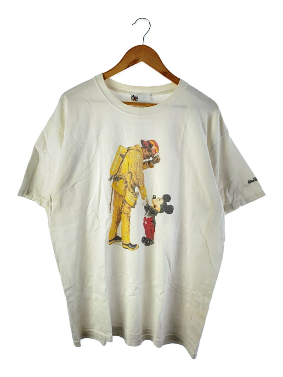 【中古】Disney VINTAGE◆Tシャツ/--/コットン/WHT/90s/Norman Rockwell/消防士【メンズウェア】