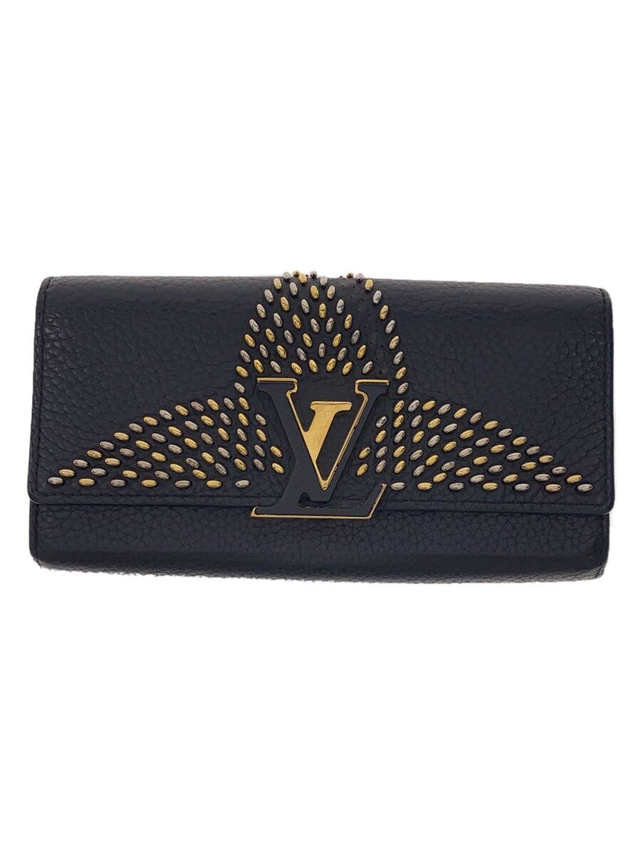 LOUIS VUITTON◆ポルト・フォイユ・カプシーヌ_トリヨン_スタッズ_BLK/牛革/BLK/レディース