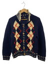 【中古】INVERALLAN◆アーガイルカーディガン/ウール/NVY【メンズウェア】