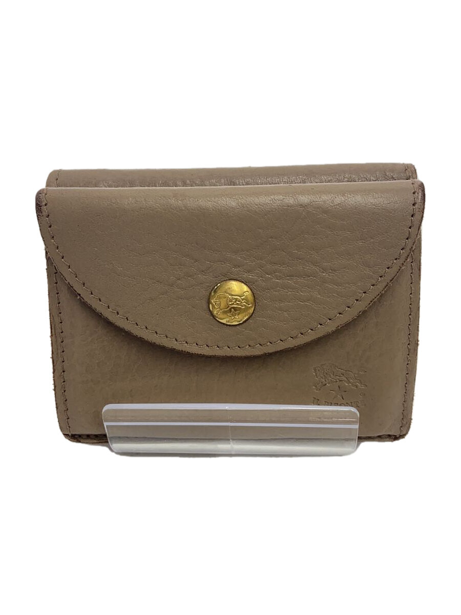 【中古】IL BISONTE◆3つ折り財布/レザー/CRM/無地/レディース【服飾雑貨他】