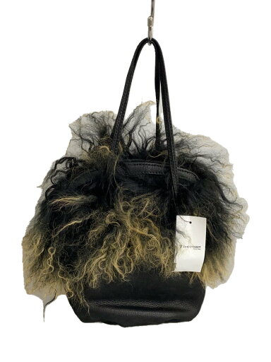 【中古】vanessabruno◆ハンドバッグ/レザー/ブラック/ファー【バッグ】 【中古】vanessabruno◆ハンドバッグ/レザー/ブラック/ファー【バッグ】