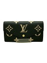 【中古】LOUIS VUITTON◆ポルト・フォイユ・サラ_モノグラム・アンプラント/M80496/長財布/レザー/BLK【服飾雑貨他】