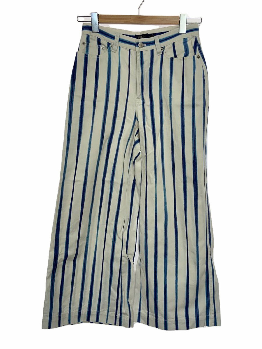 【中古】POLO RALPH LAUREN◆ストレートパンツ/4/コットン/WHT/ストライプ/211845334001【レディースウェア】