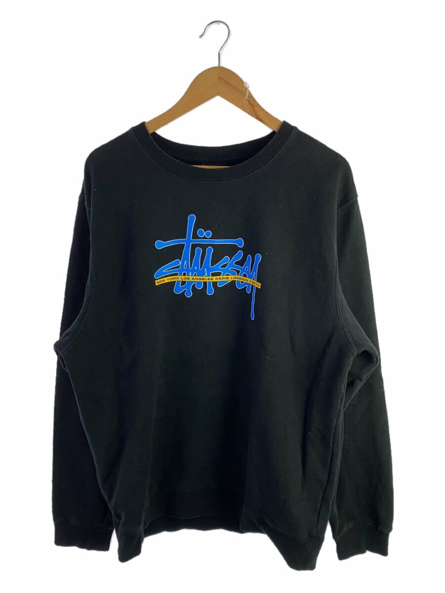 【中古】STUSSY◆スウェット/XL/コットン/BLK/Z3000SAS19【メンズウェア】