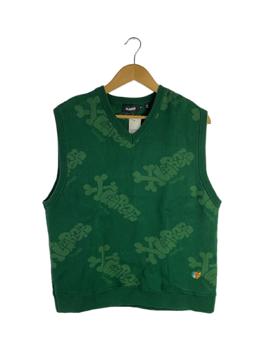 【中古】X-LARGE◆×SAM BY PEN KNIT VEST/M/コットン/GRN/101223021012【メンズウェア】