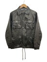 【中古】ISAMU KATAYAMA BACKLASH◆ジャパンステアーミモザレザー製品染めフレザージャケット・ブルゾン/M/牛革/BLK/無//【メンズウェア】(4)
