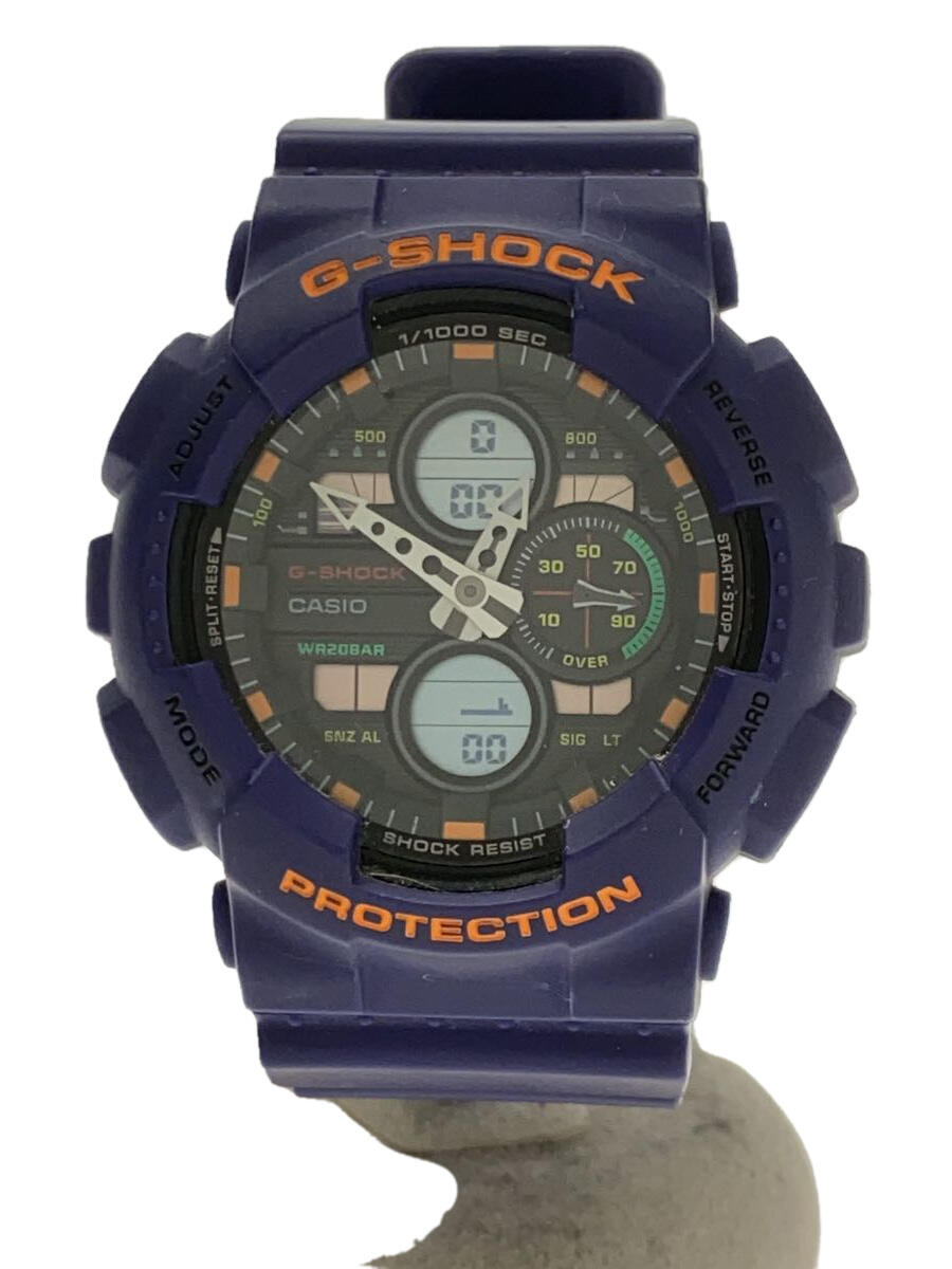 【中古】CASIO◆クォーツ腕時計/デジアナ/ラバー/BLK/PUP/GA-140【服飾雑貨他】