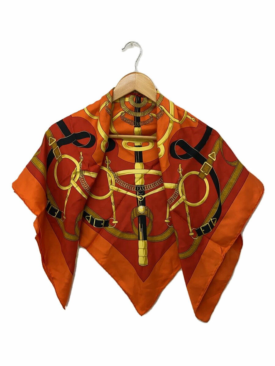 【中古】HERMES◆カレ90/Eperon dor/黄金の拍車/スカーフ/シルク/ORN/総柄/レディース【服飾雑貨他】