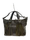 【中古】SEE BY CHLOE◆JOY RIDER/2WAYショルダーフリンジバッグ/ハンドバッグ/レザー/KHK//【バッグ】