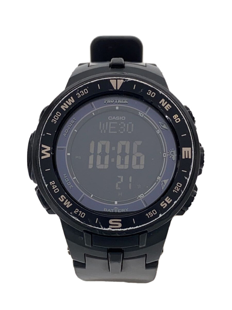 【中古】CASIO◆ソーラー腕時計・PROTREK/デジタル/ラバー/BLK/BLK//【服飾雑貨他】