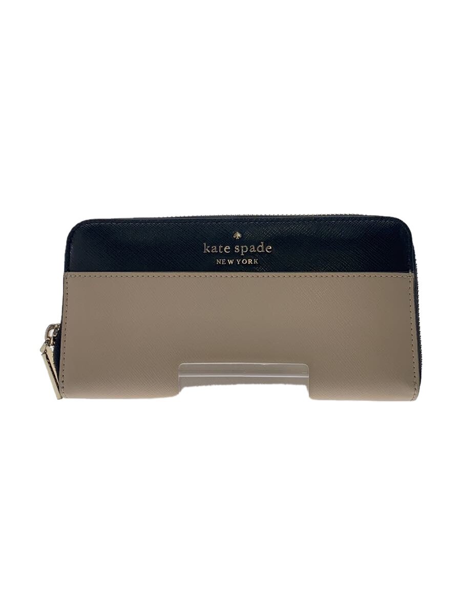 【中古】kate spade new york◆長財布/レザー/BEG/レディース【服飾雑貨他】