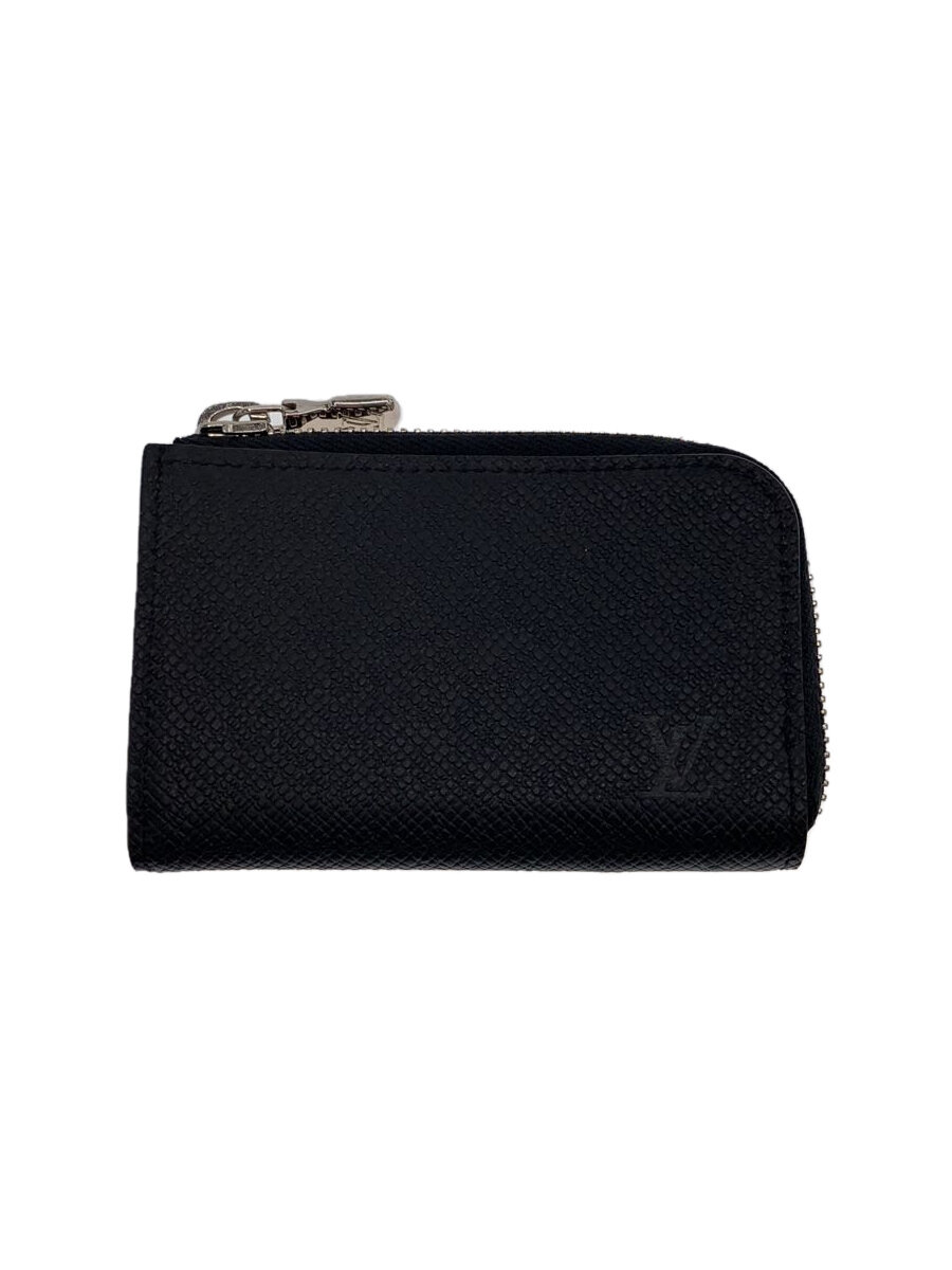 【中古】LOUIS VUITTON◆ポルト・モネ・ジュール_タイガ_BLK/--/BLK/無地/レディース【服飾雑貨他】