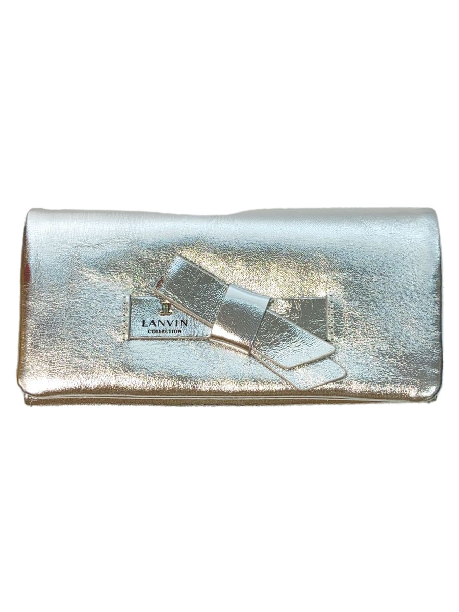 【中古】LANVIN COLLECTION◆長財布/--/SLV/無地/レディース/ランバンコレクション/シルバー/【服飾雑貨他】