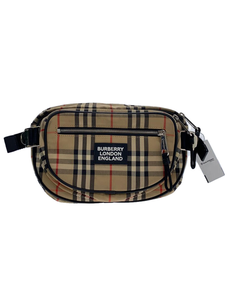 【中古】BURBERRY LONDON◆ノバチェックウエストバッグ/コットン/BEG/チェック/8023034/70B【バッグ】