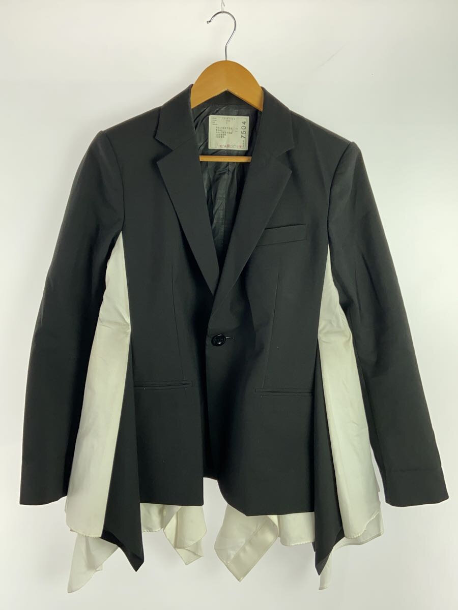 【中古】sacai◆D2/24AW/ス-チング×コットンポプリンジャケット/2/ポリエステル/BLK/24-07504【レディースウェア】