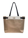 【中古】kate spade new york◆トートバッグ/レザー/BEG【バッグ】