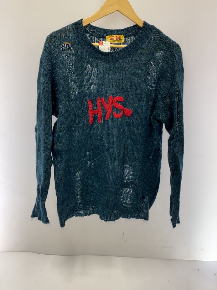 Rakuten - 【中古】HYSTERIC GLAMOUR◆ロゴ刺繍/クラッシュ加工/モヘア混/Y2K/ニット/FREE/ナイロン/NVY/01223NS04【レディースウェア】