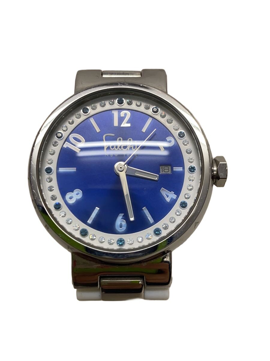 【中古】Falchi NEW YORK◆クォーツ腕時計/アナログ/ステンレス/NVY/SLV/SS/FB-091...