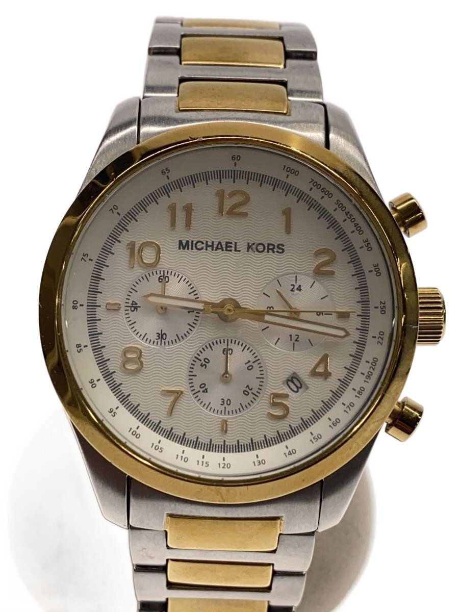 NIXON - 【中古】MICHAEL KORS◆腕時計/アナログ/ステンレス/WHT/SLV/SS/MK-8144【服飾雑貨他】