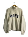 【中古】A BATHING APE◆Fleece Half Zip Pull Over/S/ポリエステル/CRM【メンズウェア】