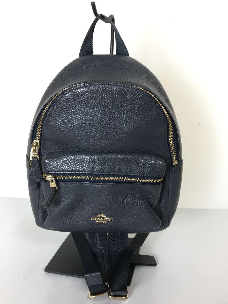 【中古】COACH◆リュック/レザー/NVY/無地/F38263/【バッグ】