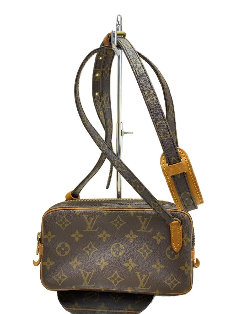 【中古】LOUIS VUITTON◆ポシェット・マルリー・バンドリエール_モノグラム・キャンバス_BRW/PVC/BRW【バッグ】