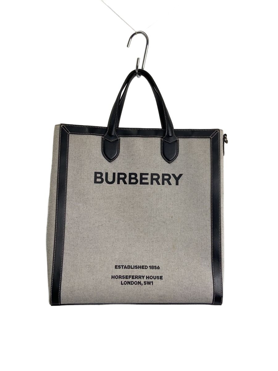 BURBERRY - 【中古】BURBERRY◆トートバッグ/キャンバス/GRY/80379361【バッグ】