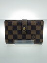 【中古】LOUIS VUITTON◆ポルト・モネ・ビエ・ヴィエノワ_ダミエ・エベヌ_BRW/PVC/BRW/メンズ【服飾雑貨他】