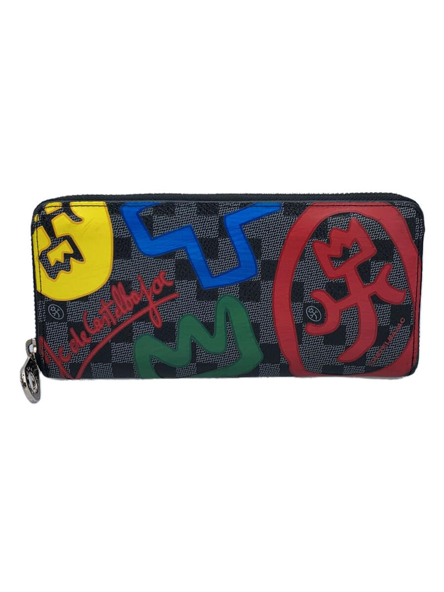 【中古】CASTELBAJAC◆長財布/牛革/ブラック/総柄/66623/ロングウォレット/ラウンドファスナー【服飾雑貨他】