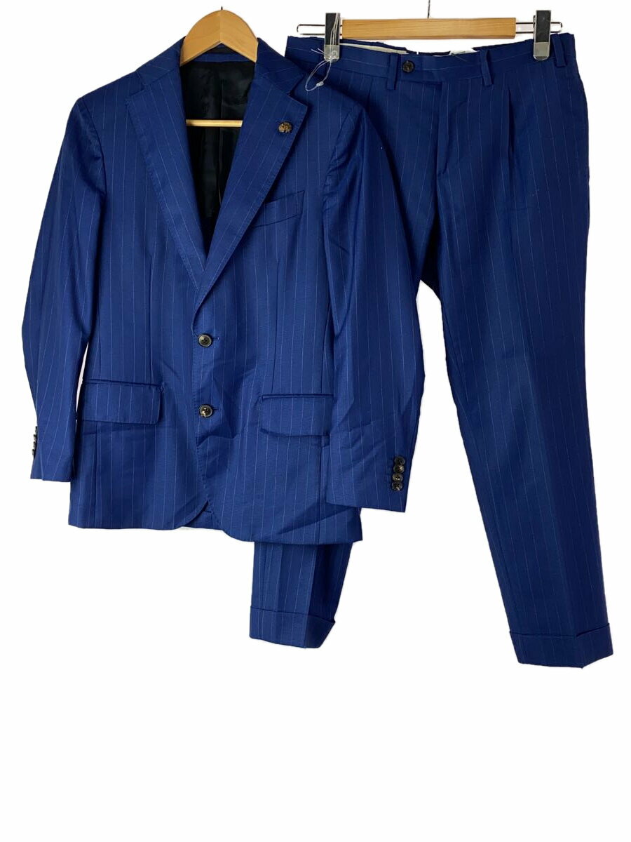 【中古】GABRIELE PASINI◆スーツ/44/ウール/BLU/ストライプ/JG13536Q【メンズウェア】