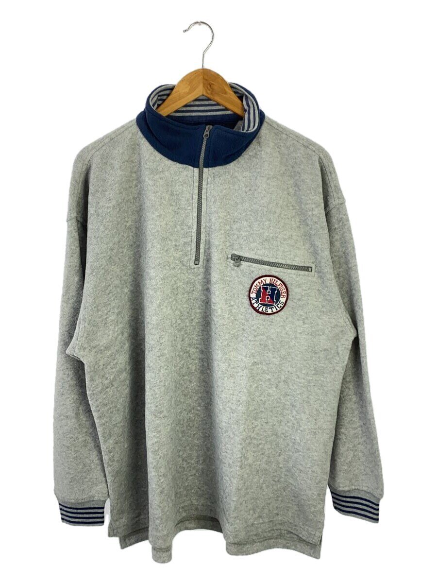 【中古】TOMMY HILFIGER◆ハーフジップフリースジャケット/L/ポリエステル/GRY/0284294-20187/毛羽たちあり【メンズウェア】