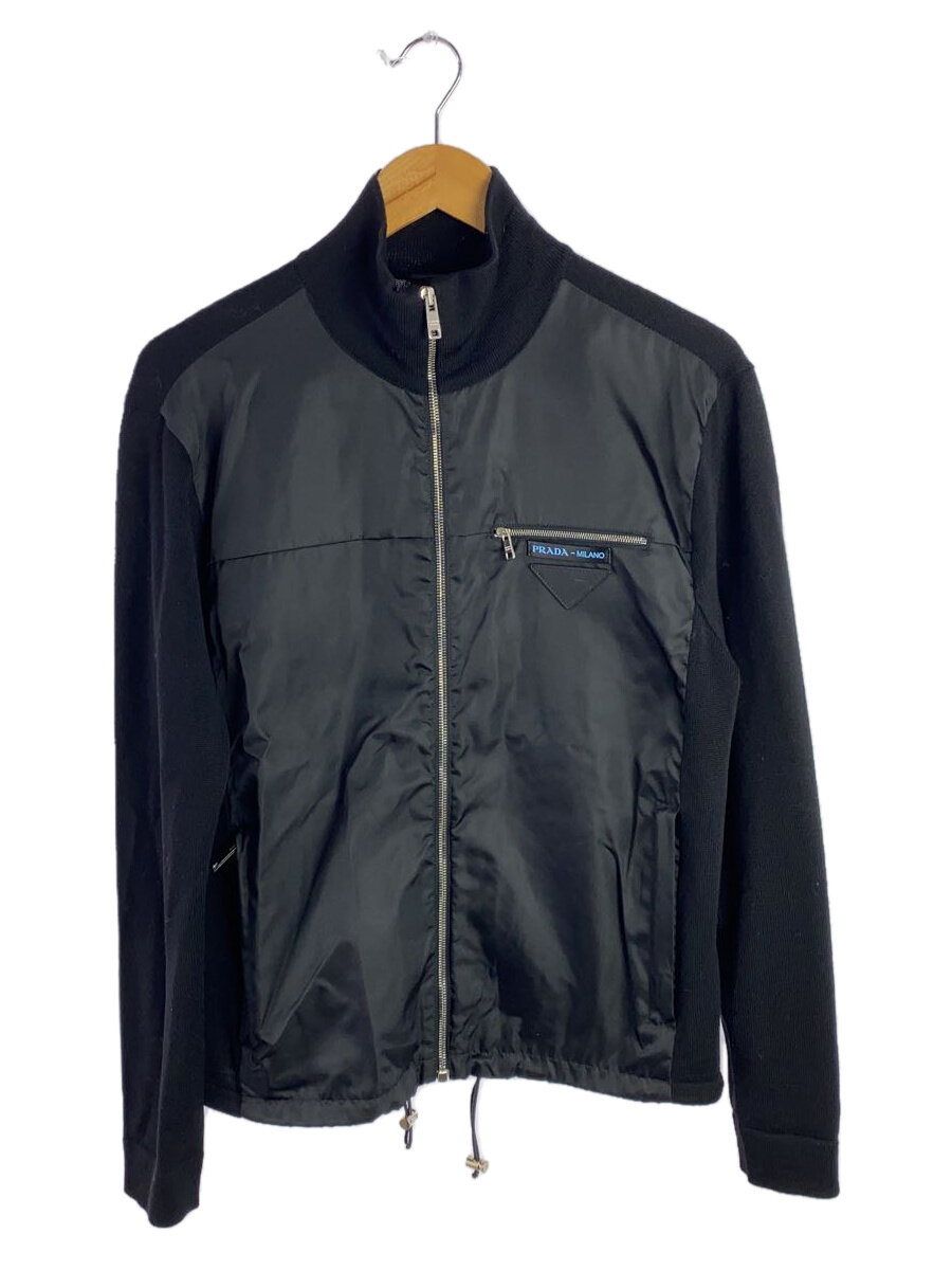 【中古】PRADA◆ウールナイロン切替/ジャケット/36/ウール/BLK/無地/SMC647【メンズウェア】