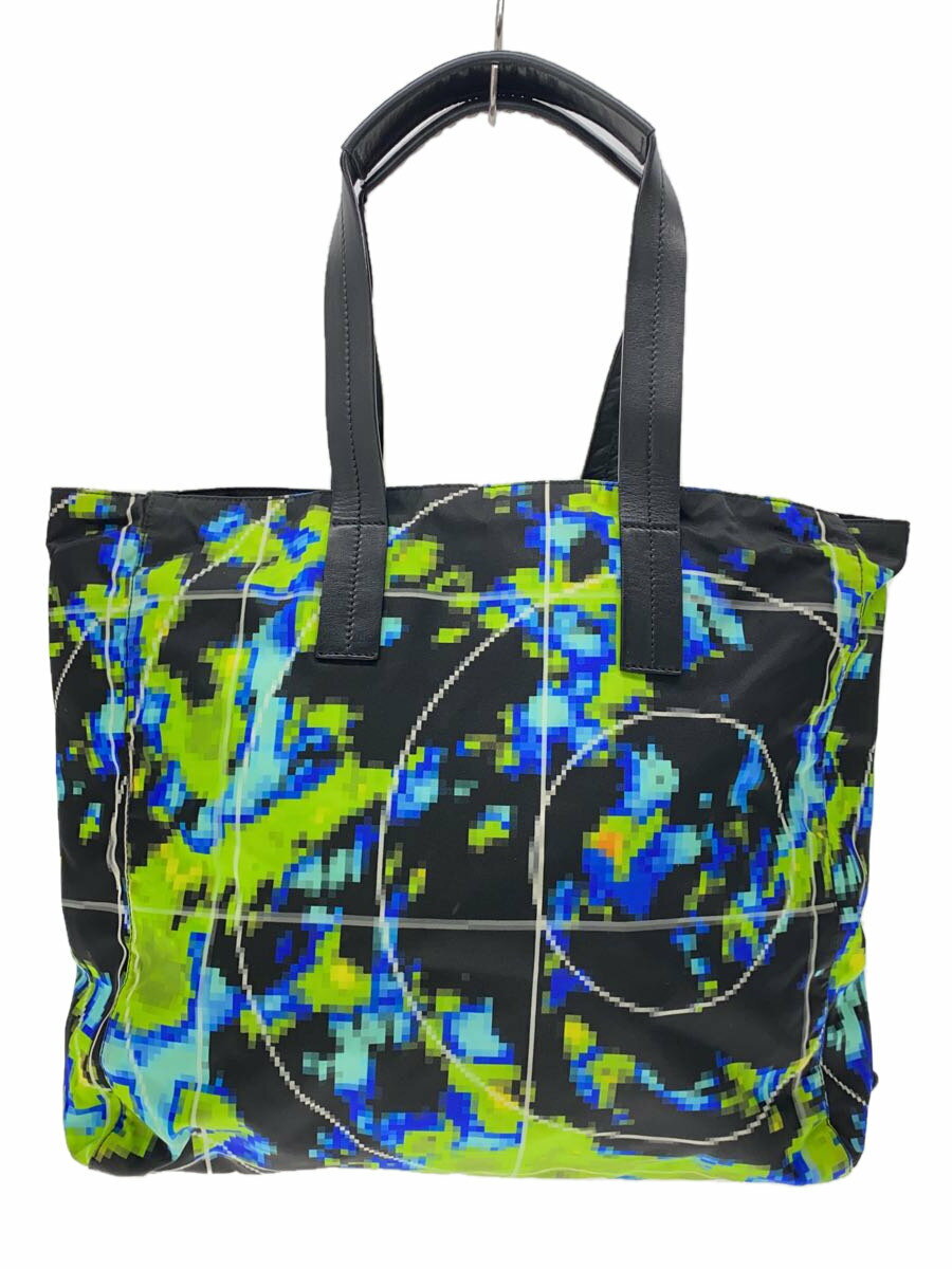 【中古】PRADA◆トートバッグ/ナイロン/GRN/総柄//【バッグ】