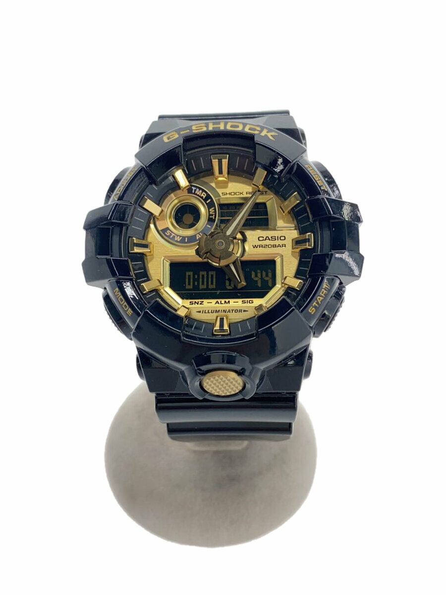【中古】CASIO◆クォーツ腕時計/デジアナ/--/ゴールド/ブラック/GA-710GB【服飾雑貨他】