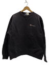 【中古】Champion◆90S〜/クルーネックスウェット/前Vガゼット/コットン/BLK/タグ欠損/袖リペア有【メンズウェア】