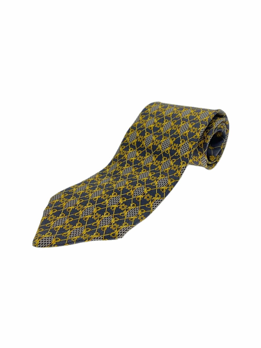 【中古】VERSACE◆ネクタイ/シルク/NVY/総柄/メンズ【服飾雑貨他】