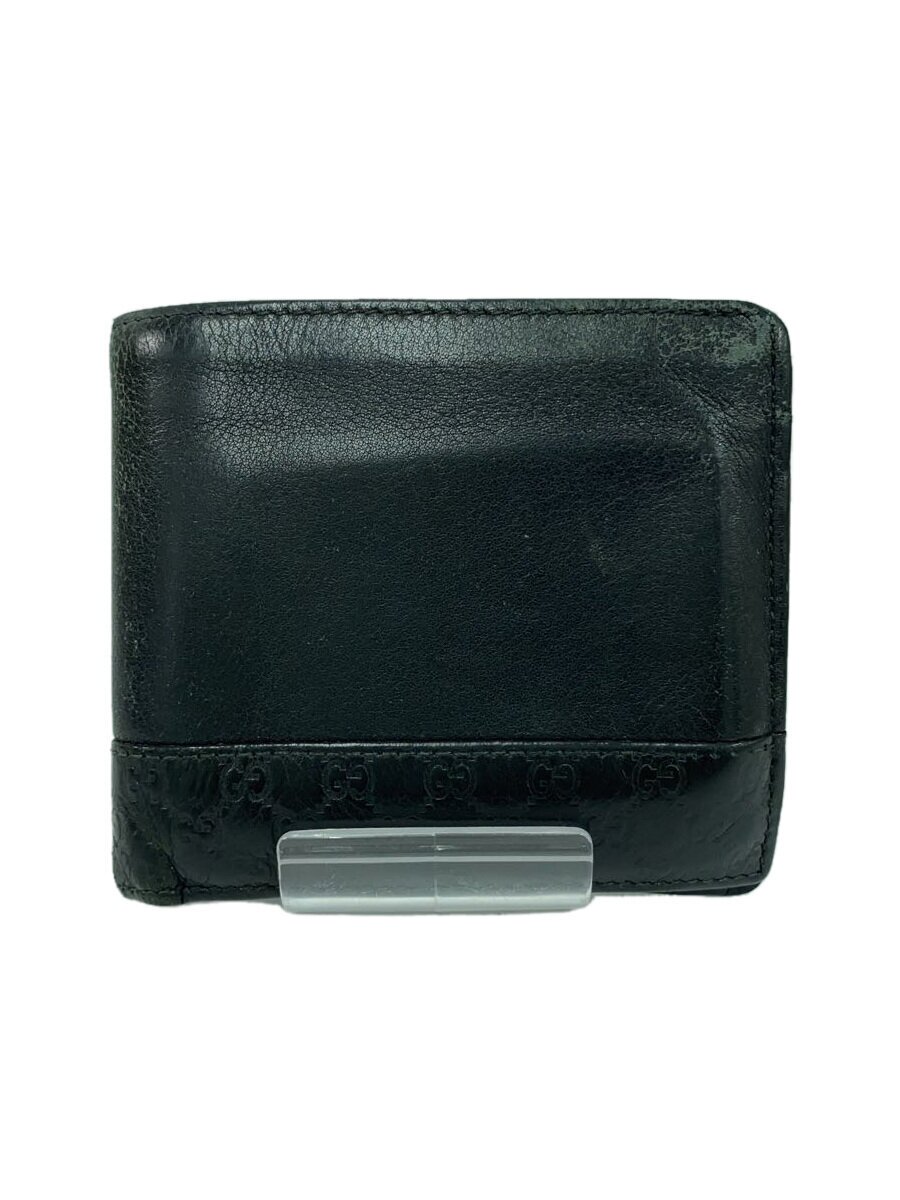 Clothing Accessories (Caps, Ties, Belts) - 【中古】GUCCI◆2ツ折サイフ_マイクログッチシマ/レザー/BLK/メンズ【服飾雑貨他】
