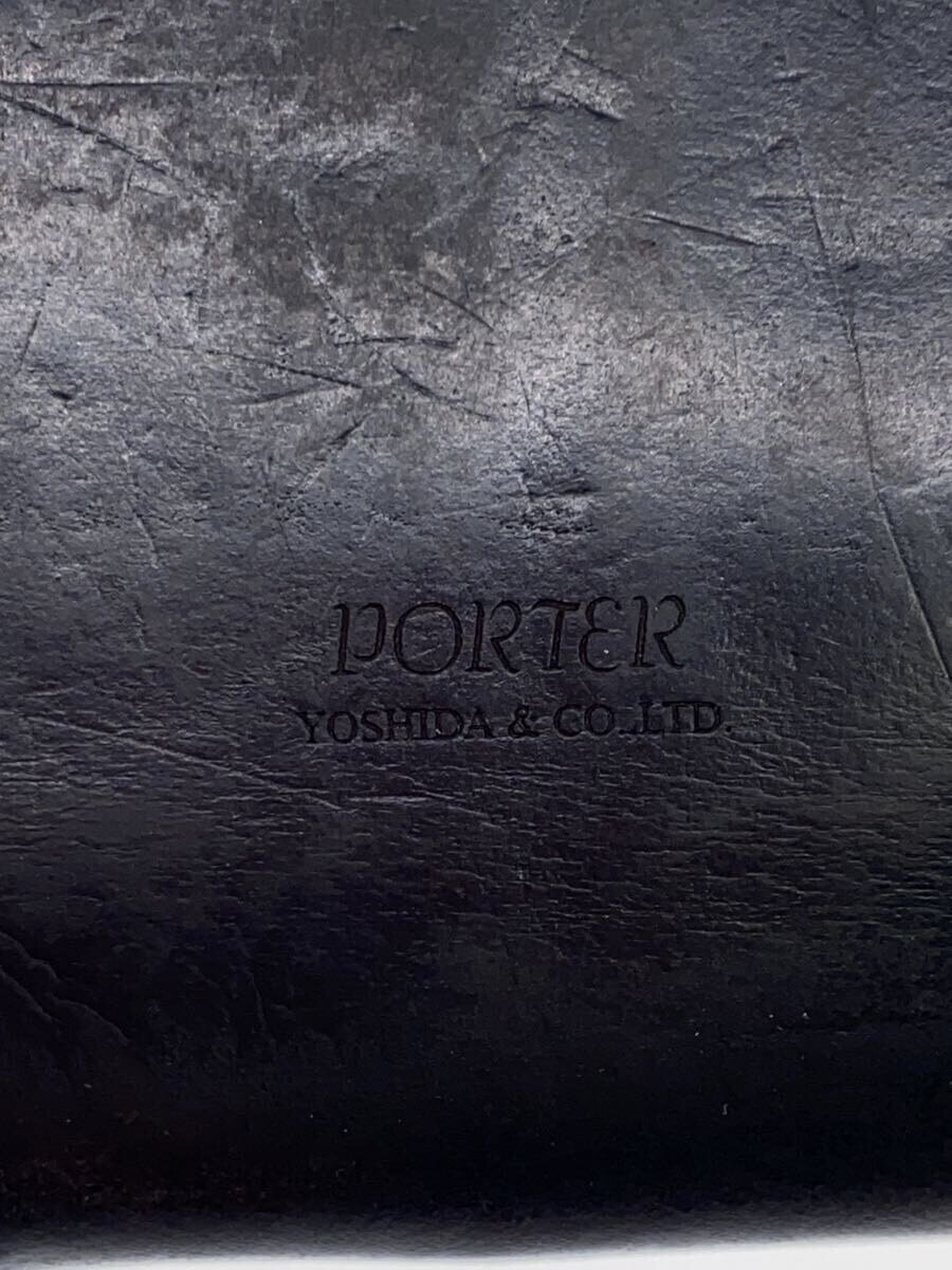 【中古】PORTER◆2つ折り財布/レザー/BLK/無地/メンズ【服飾雑貨他】