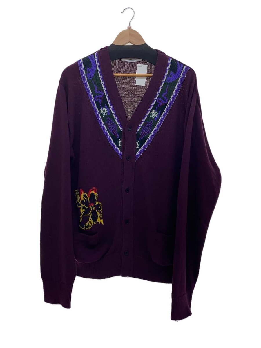 【中古】TOGA VIRILIS TOGA ARCHIVES◆23SS/JACQUARD KNIT CARDIGAN/カーディガン(薄手)/48/コットン/BRD【メンズウェア】