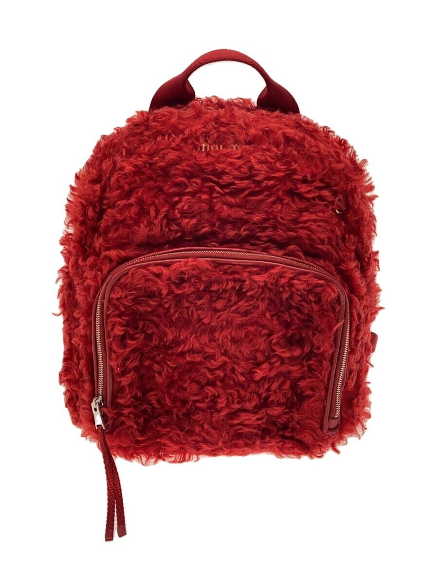 Miumiu - 【中古】MIU MIU◆ECO SHEARLING BACK PACK/リュック/RED/5BZ005V//【バッグ】