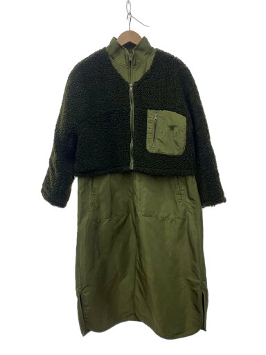 【中古】SUMI STYLE◆ボアブルゾン付き馬刺繍コート/カーキ/無地/3way/スタンドカラー/袖リブ/ドロスト【レディースウェア】 【中古】SUMI STYLE◆ボアブルゾン付き馬刺繍コート/カーキ/無地/3way/スタンドカラー/袖リブ/ドロスト【レディースウェア】