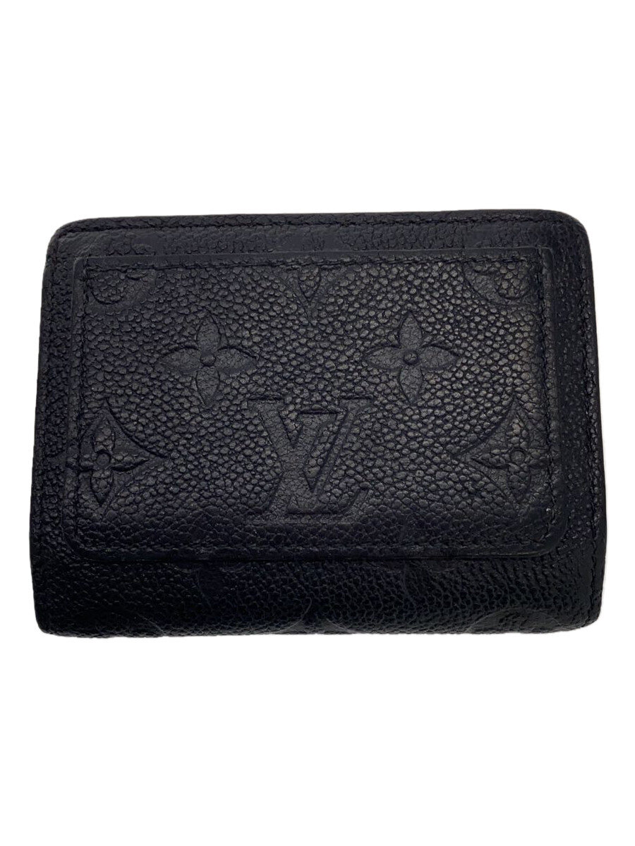 【中古】LOUIS VUITTON◆ポルト・フォイユ・クレア_モノグラム・アンプラント_BLK/レザー/BLK/レディース【服飾雑貨他】