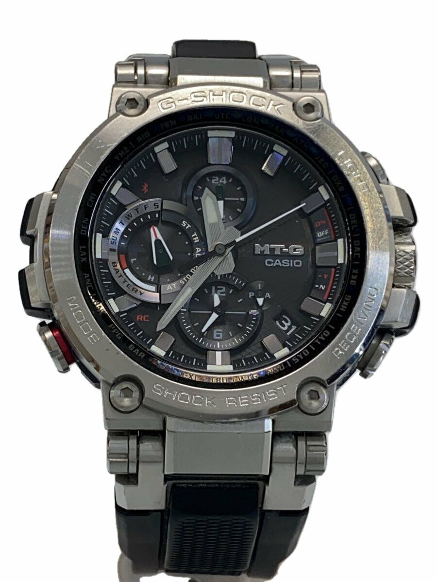 【中古】CASIO◆ソーラー腕時計・G-SHOCK/アナログ/ラバー/BLK/BLK【服飾雑貨他】