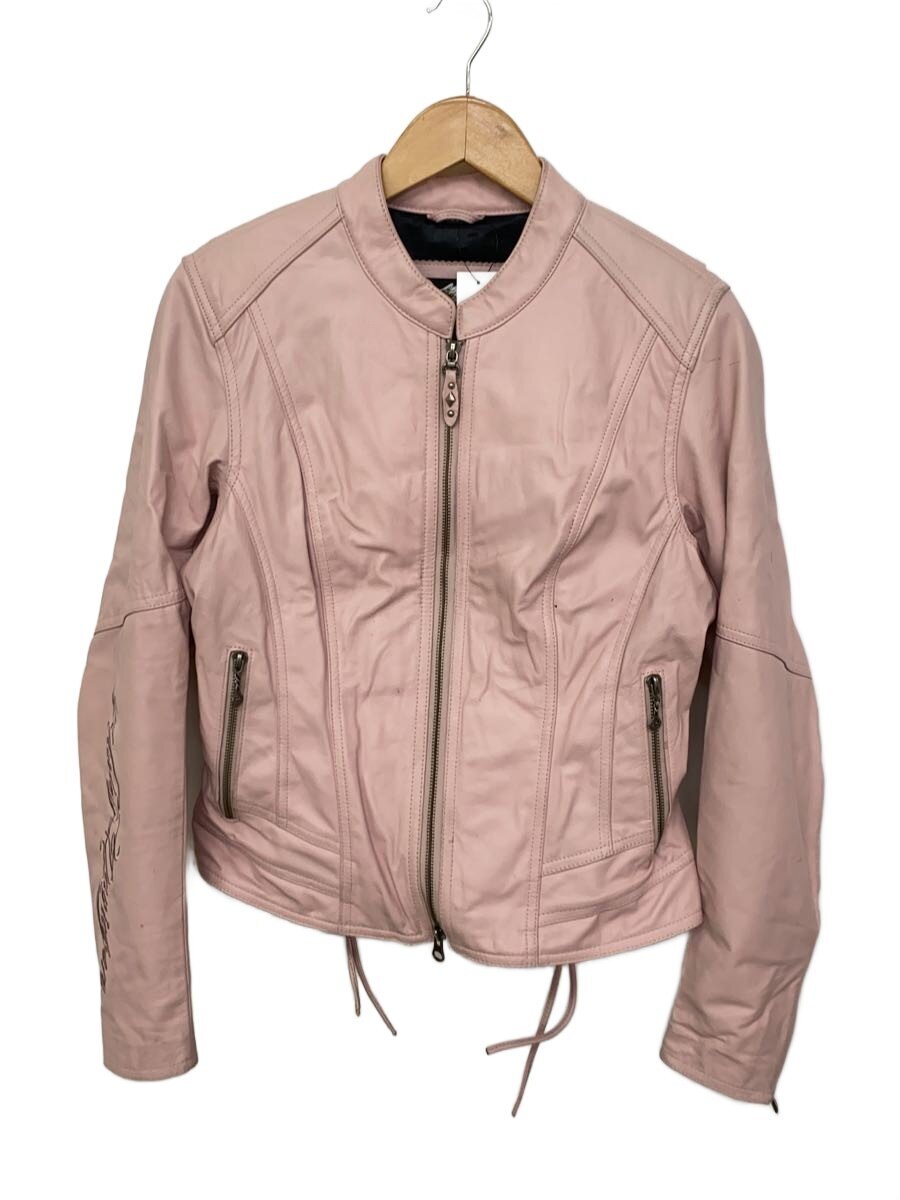 【中古】HARLEY DAVIDSON◆シングルライダースジャケット/--/レザー/PNK/無地【メンズウェア】