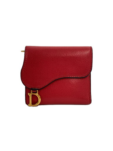 【中古】Christian Dior◆3つ折り財布/レザー/RED/レディース【服飾雑貨他】 【中古】Christian Dior◆3つ折り財布/レザー/RED/レディース【服飾雑貨他】
