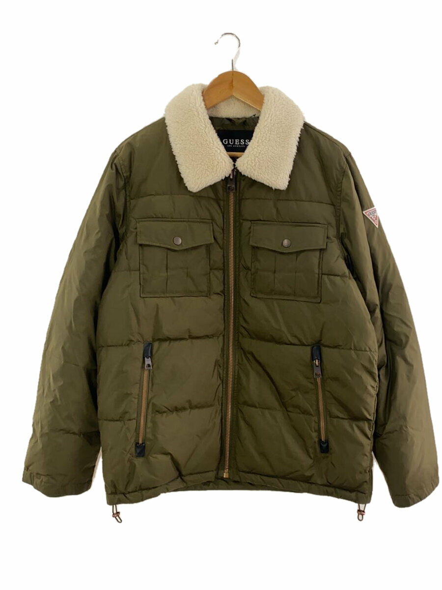 【中古】GUESS◆ダウンジャケット/S/ポリエステル/KHK/無地/11WAP075//【メンズウェア】