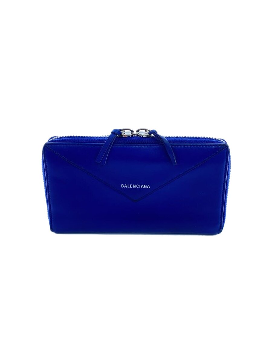 【中古】BALENCIAGA◆長財布/レザー/BLU/無地/メンズ/331226・4130・Y【服飾雑貨他】